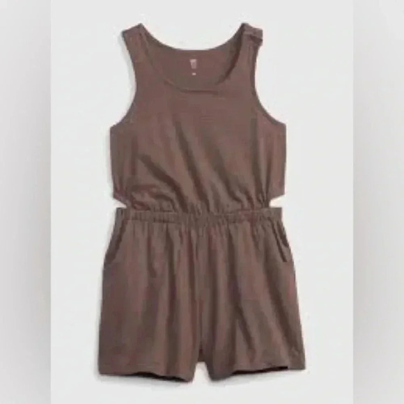 Gap kids girls xl 12 cutout romper shorts sleeveless peppercorn brown - Picture 1 of 12